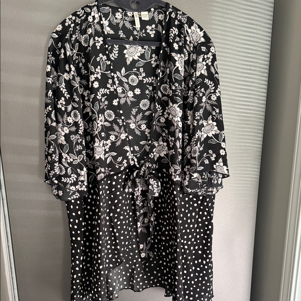 Floral and Polka Dot Sheer Kimono